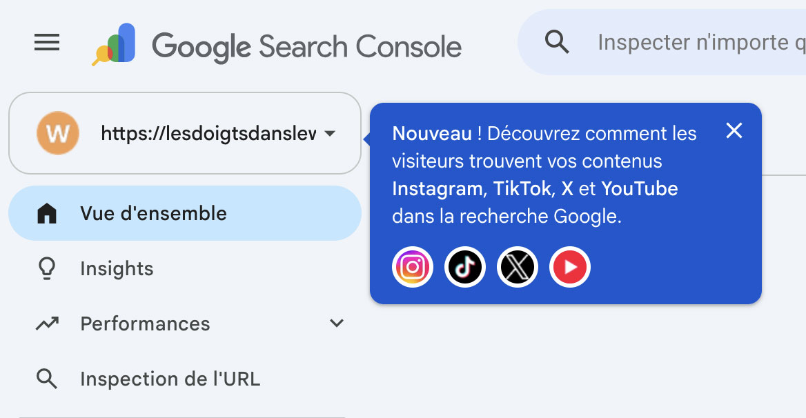 Notification suivi des réseaux dans la console Google
