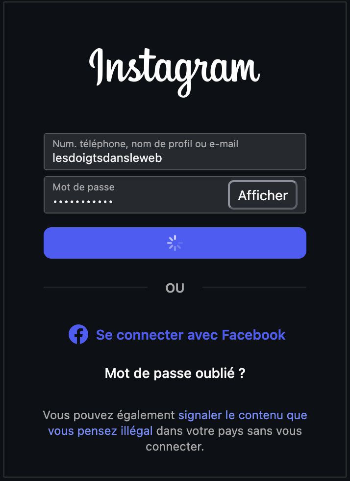 Connexion à Instagram
